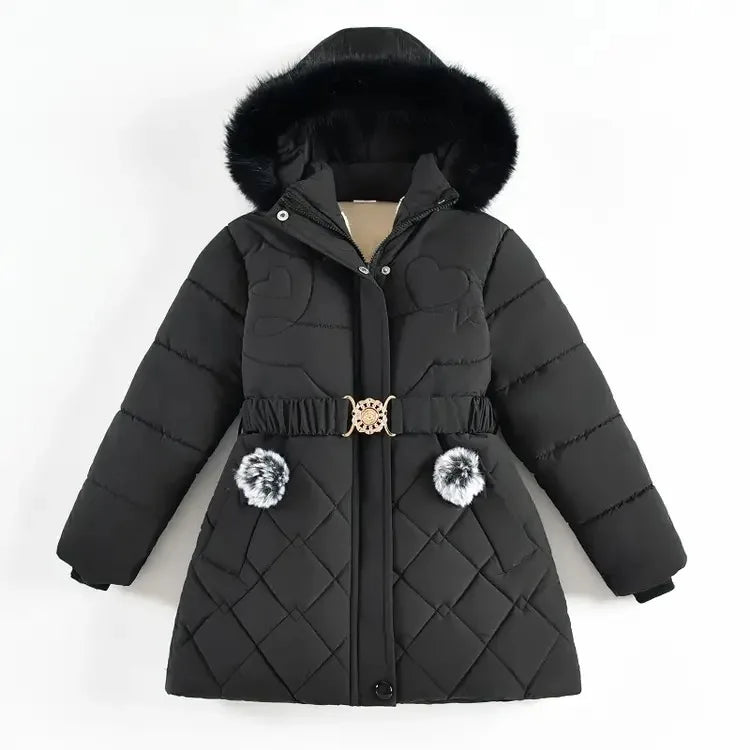 Girls' Hooded Winter Coat with Belt - Plush Lined Heavy Jacket - photo 26