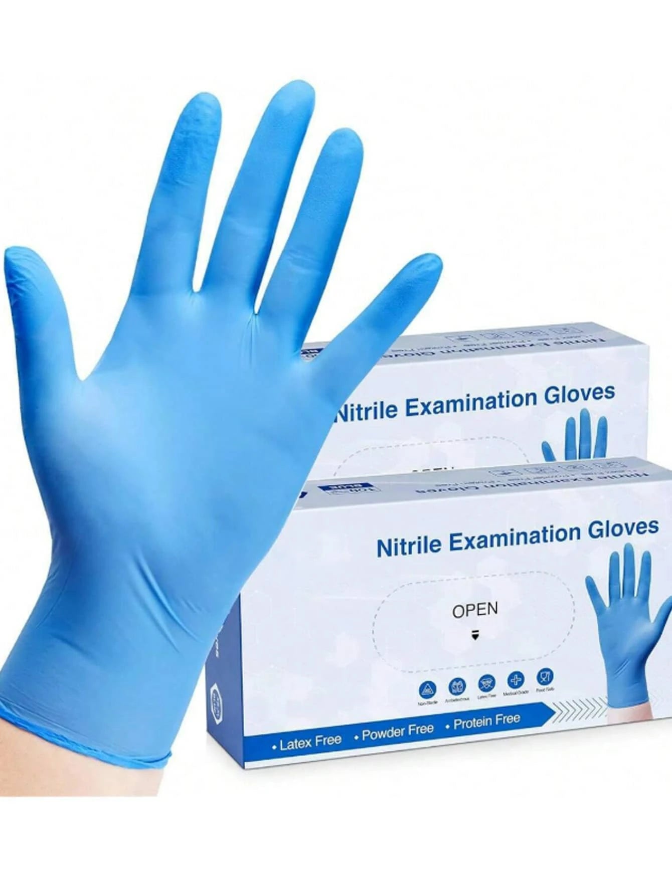 100PCS Disposable Nitrile Gloves, Blue Puncture Resistant & High Elastic, Textured for Dish Washing, Baking, Protection
