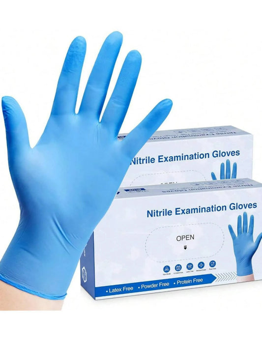 100PCS Disposable Nitrile Gloves, Blue Puncture Resistant & High Elastic, Textured for Dish Washing, Baking, Protection