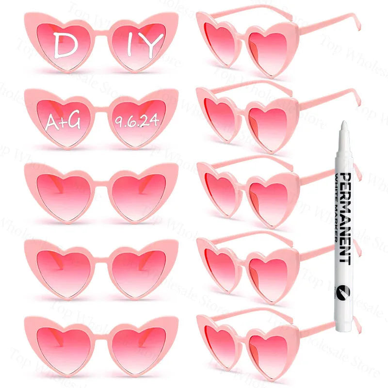 12-100 Pcs Wedding Personalized Sunglasses Bulk Custom Sunglasses with Paint Pens for Adult DIY Birthday Wedding Party Favors