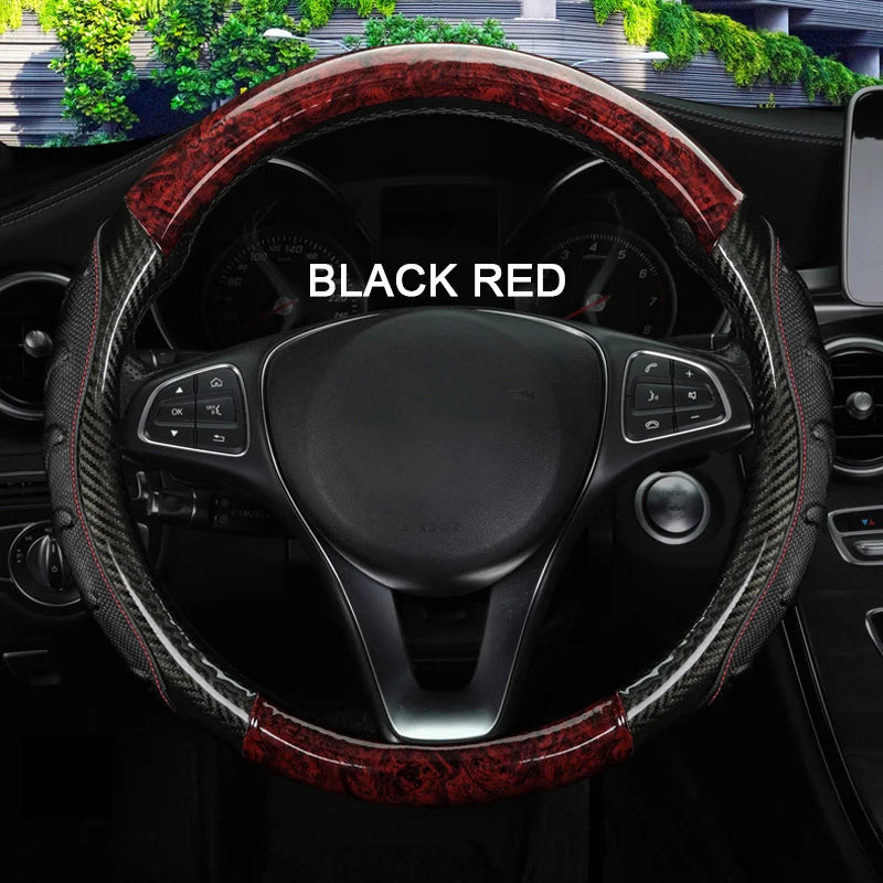 Car Truck PU Leather Embossed Steering Wheel Cover Steering-Wheel For Auto Diameters 36 38 40 42 45 47 50CM 7 Sizes to Choose