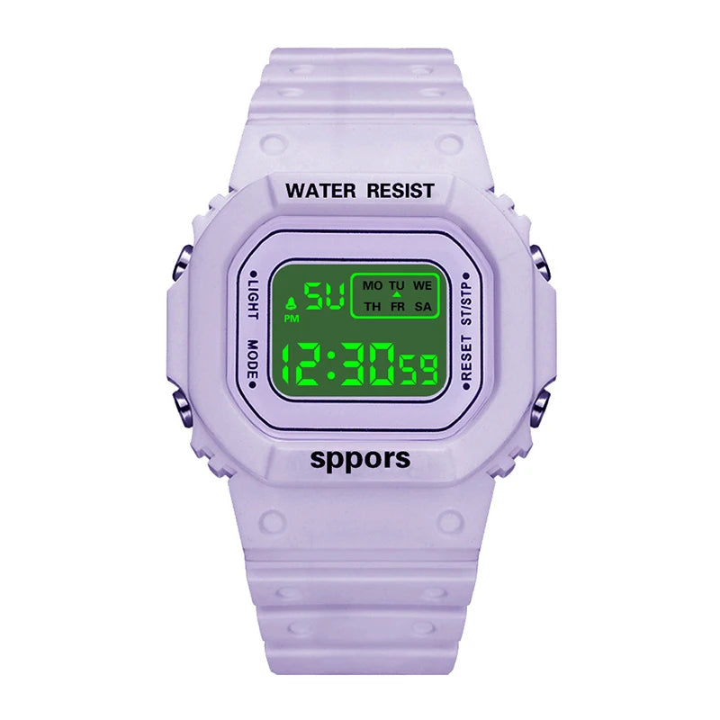 YIKAZE Sports Watch Boys Girls Student LED Electronic Watch Colorful Men Women Square Digital Watches Waterproof Rubber Clock
