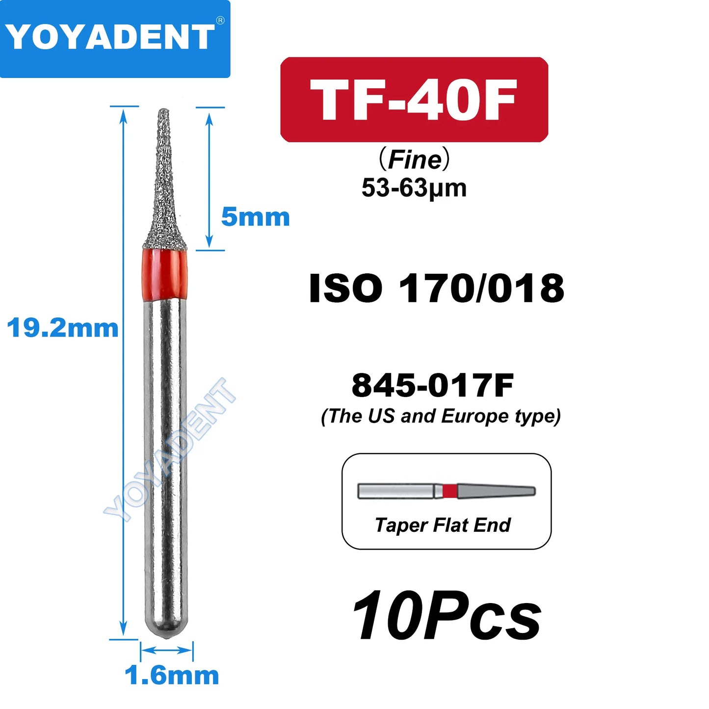 FG Fine Dental Burs Diamond Burs High Speed Turbines Drills Dental Lab Polishing Tools TR/TC/TF/FO/BR/SR/Type 1.6mm 10pcs/Pack
