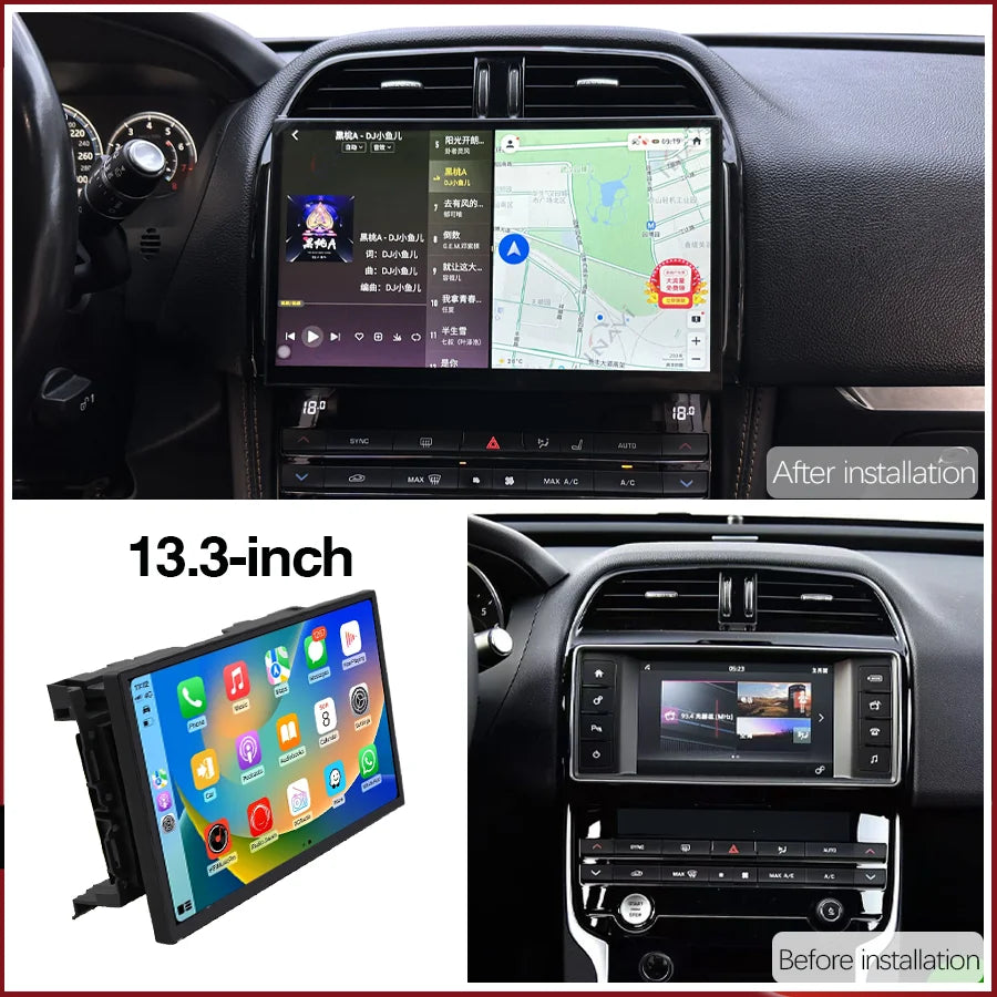 13.3" Car Stereo with Apple CarPlay & Android Auto, Compatible with Jaguar XE, XEL & F-PACE (2016-2019)