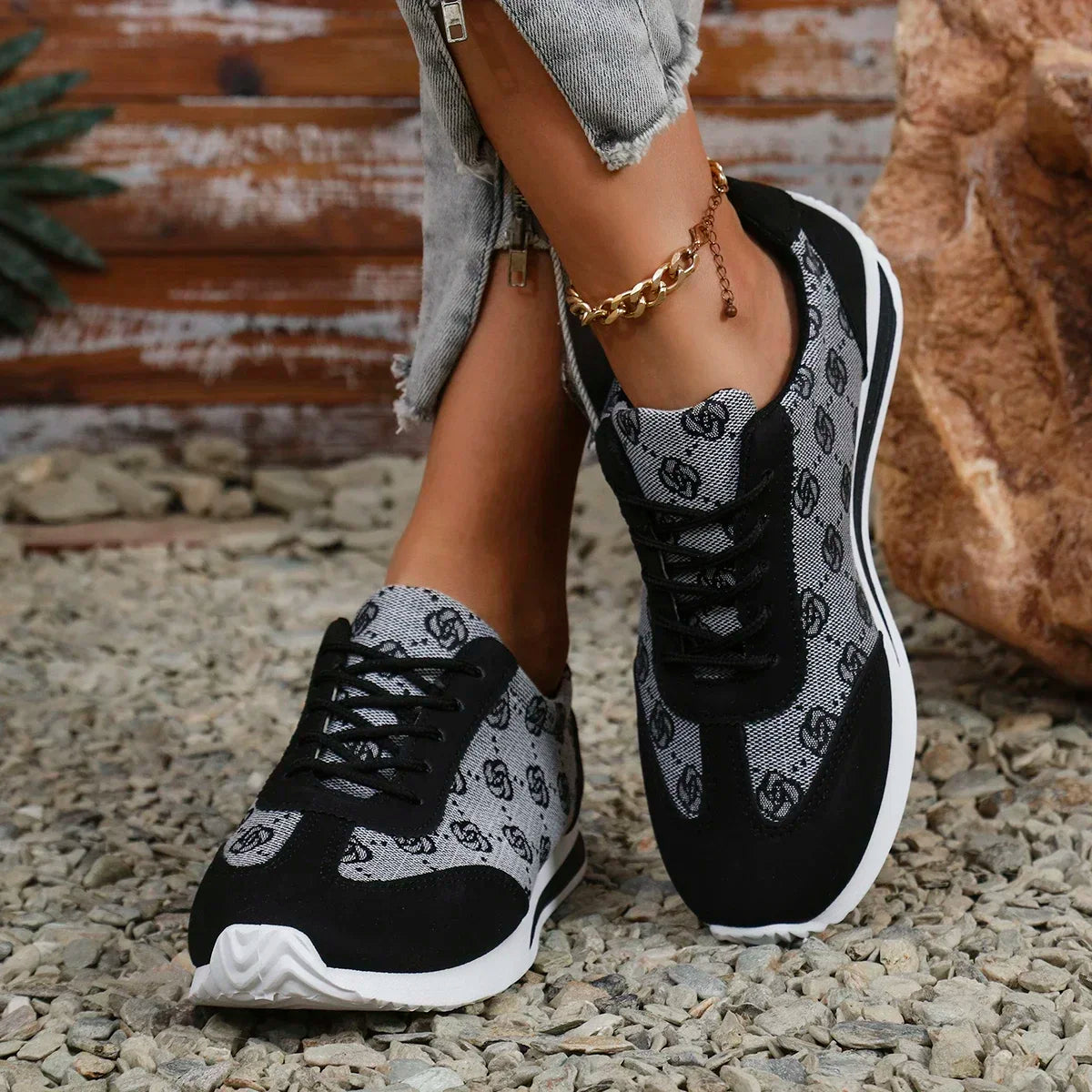 Cross-Strap Designer Sneakers for Women — Breathable Flat Casual Walking Shoes