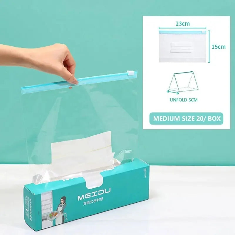 Resealable Zip Bags Variety Pack with Organizer – Snack, Sandwich & Quart Assorted Clear Storage Bags