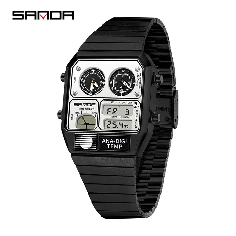 SANDA Fashion Hot 3192 Men Watch Thermometer Stopwatch Timing Men's Digital Wristwatch Multifunctional Waterproof Man Watches