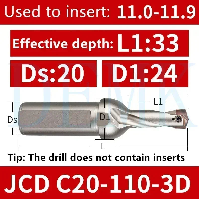 JCD Crown U-Drill Rod 10-25mm, Internal Cooling Indexable Drill