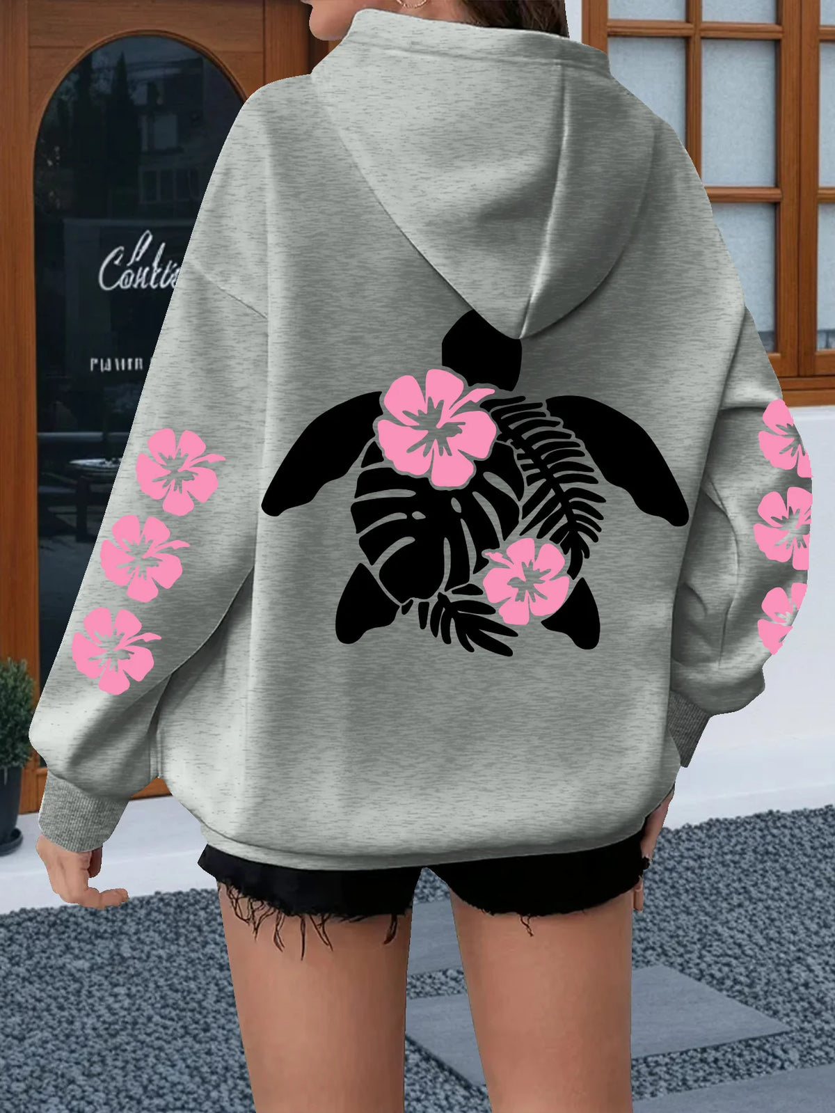 Women's Animal Print Hooded Sweater - Casual Pullover Top - photo 6