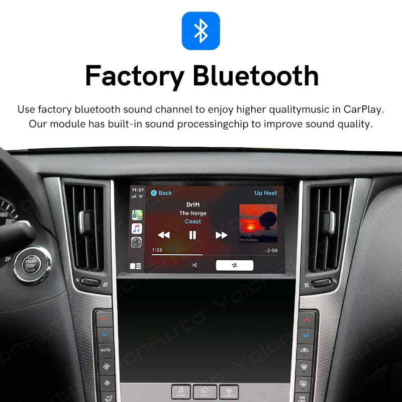 YolanAuto Wireless CarPlay Android Auto for Infiniti Q50 Q50L Q60 QX50 QX60 QX70 2013-2019 Support GPS Music Airplay 360 Camera