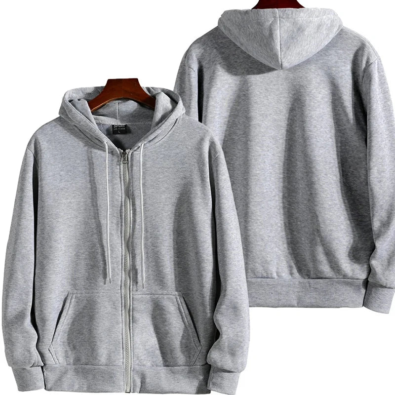 Men's Zip-Up Hoodie, Loose Fit Hooded Sweatshirt
