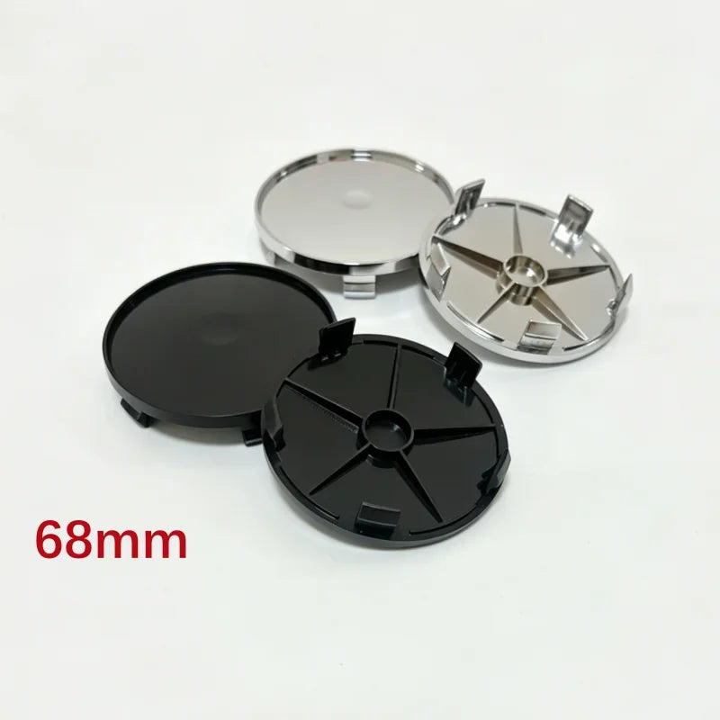 New 4pcs 68mm 65mm 60nmm 56mm 50mm 49mm 48mm Black Chrome Silver Blank Base Rim Cap For Car Modification Universal No Logo Hub C
