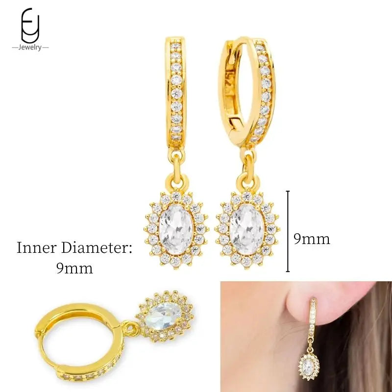 925 Sterling Silver Crystal Drop Earrings for Women - Heart & Flower Studs