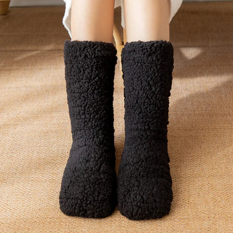 Women's Thick Velvet Slipper Socks with Grip Sole