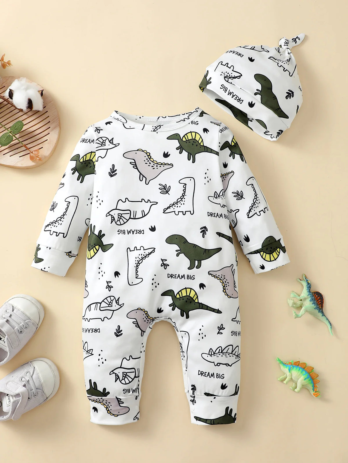 Baby Boy Bear Print Romper - Long Sleeve Button-Front Onesie - photo 18