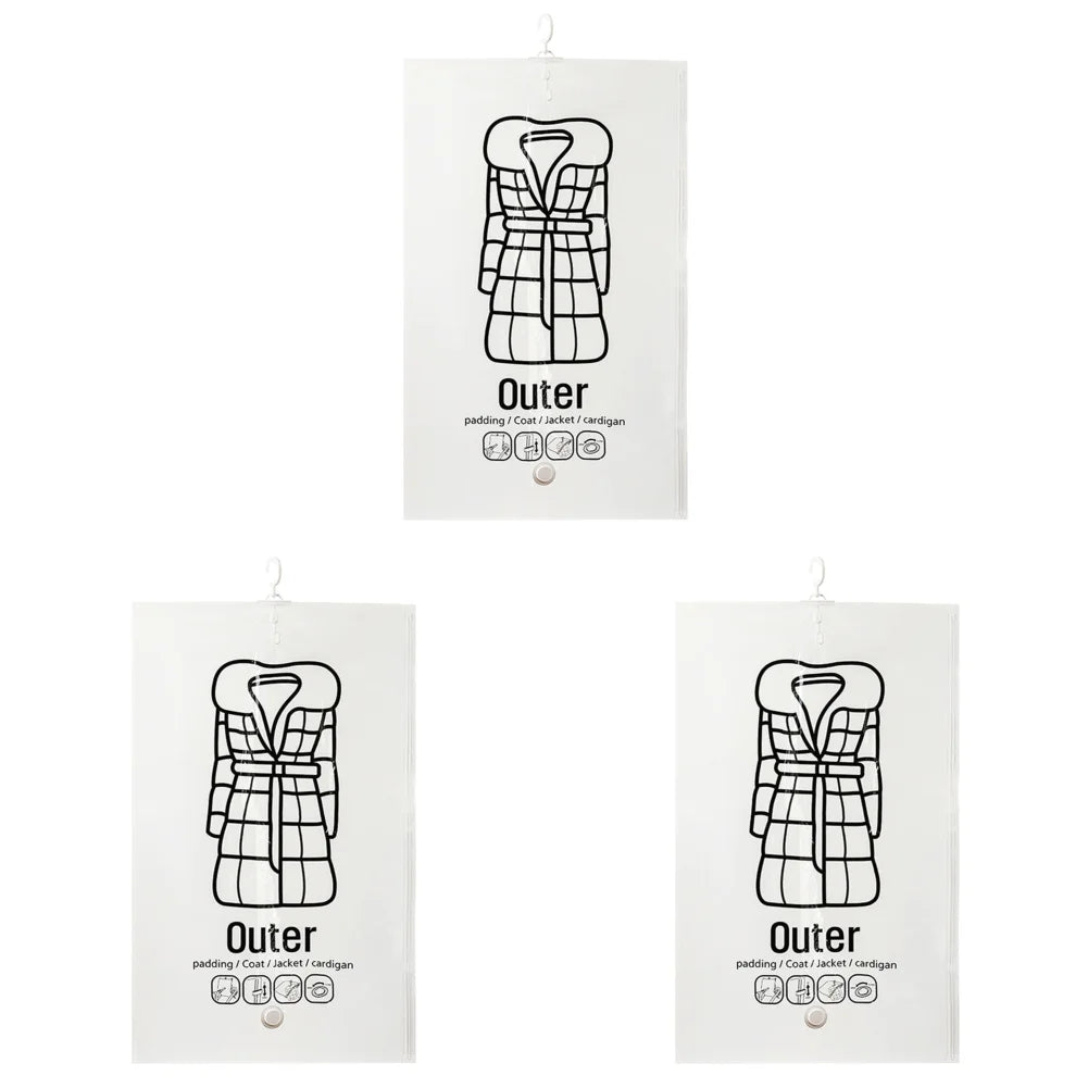 Hanging Vacuum Bag Clothes Organizer Bag Dustproof Clothes Vacuum Storage Bags Wardrobe Quilt Compression Empty Pump Bags