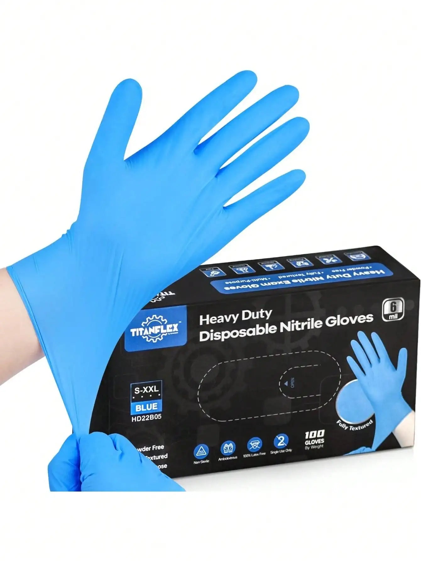 Heavy Duty Black Nitrile Gloves 100PCS, Food Safe Disposable Gloves for Cleaning, Cooking, Valentine's Day Prep & Car Care