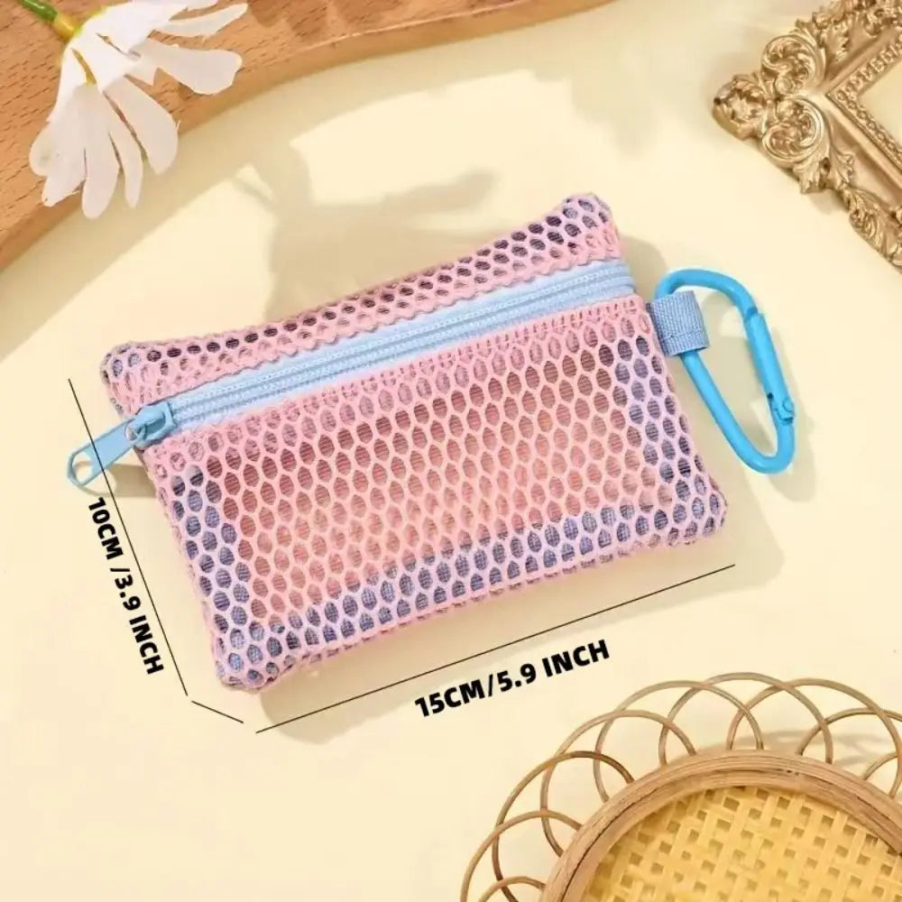 Stylish Lightweight Mesh Cosmetic Bag Portable Square Makeup Storage Bag Zipper Multi-purpose Sundries Organizer Toiletry Pouch