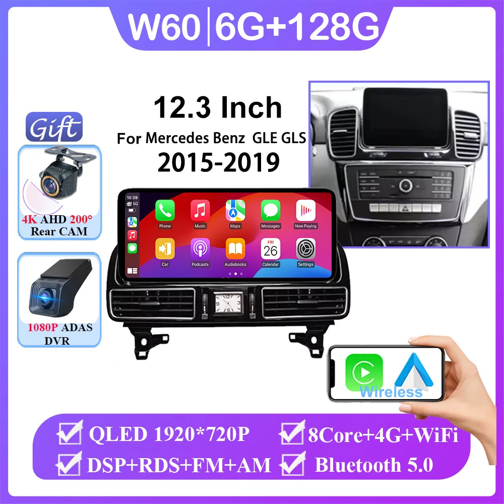 For Mercedes Benz ML GL GLE GLS W166 X166 2012-2019 Car Radio Multimedia Video Player Navigation GPS Android 15 CPU No 2din DVD