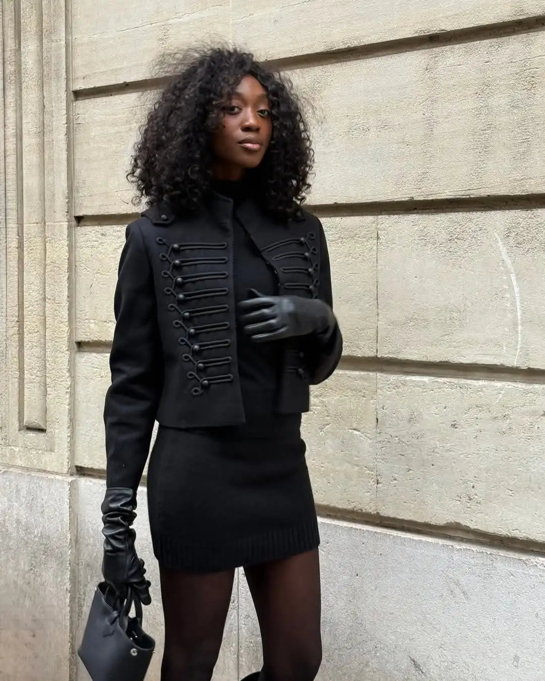 Women Retro Black Short Military Jacket Fashion Long Sleeve Stand Collar Slim Crop Jackets 2026 Lady Spring Street Outerwear