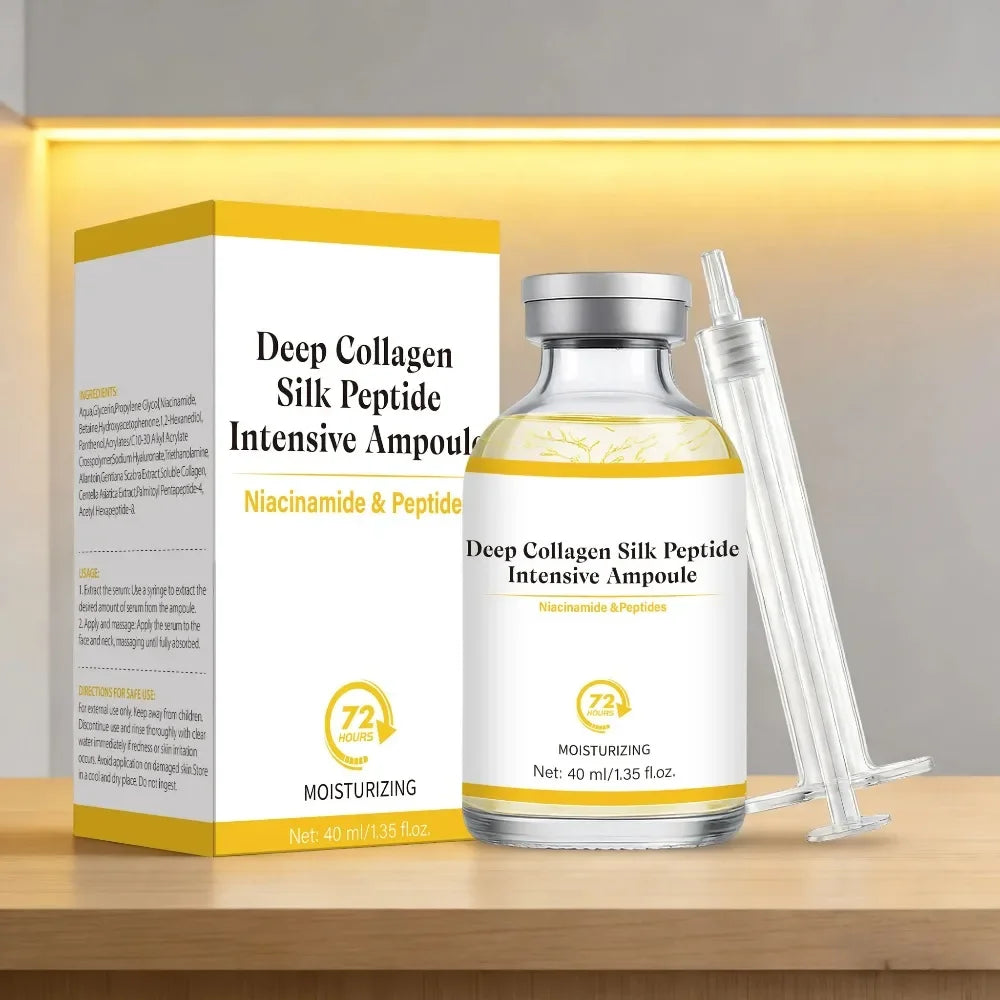 rrAmpoule intensive au collagène et aux peptides de soie, hydratant profond, renforce la peau, lifting, resserrement et fermeté,