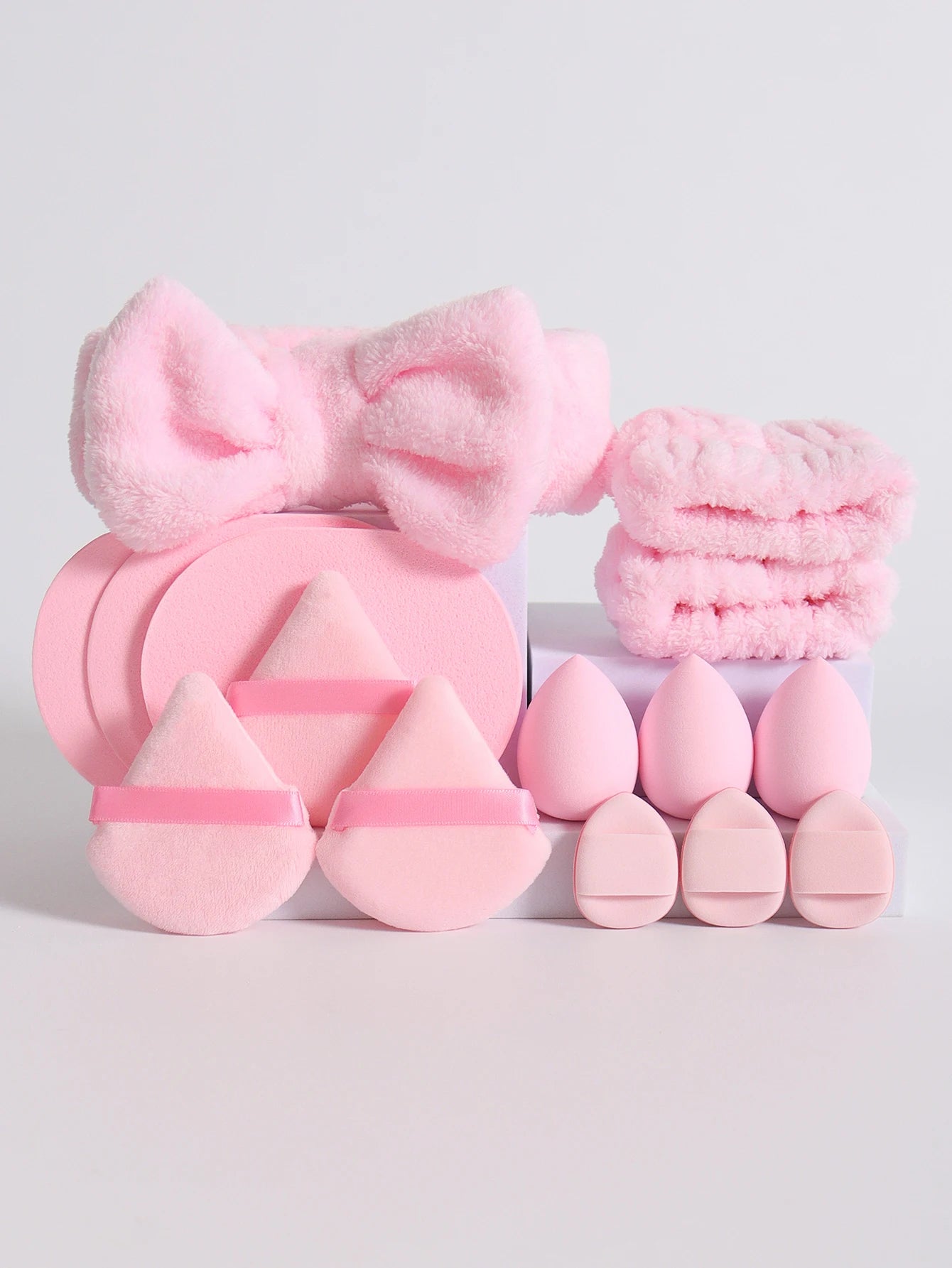15Pcs Cosmetic Puff Makeup Sponge Blender Beauty Egg Foundation Sponges Puff Wash Face Headband Wristband Make up Accessories