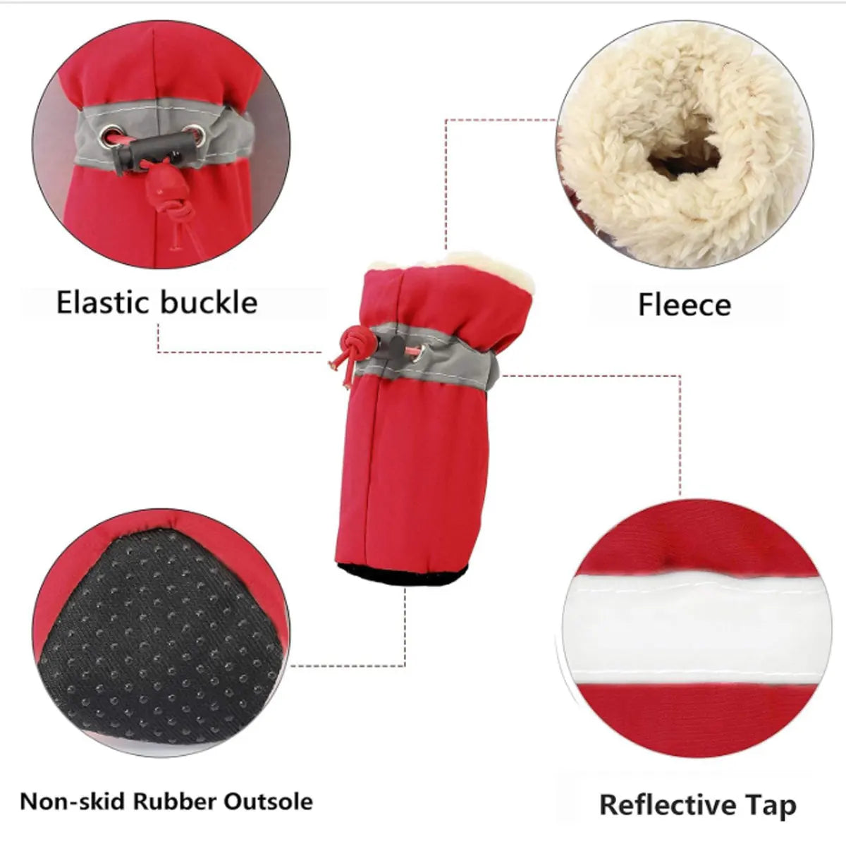 Fleece Dog Snow Booties - Reflective Anti-Slip Pet Winter Shoes - photo 4