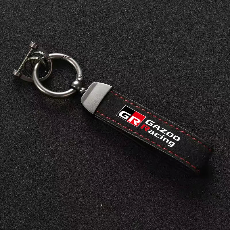 Suede Metal Buckle Car Keychain Keyring Men Gift Accessories for Toyota GR Sport Gazoo Racing Yaris 86 Corolla Hilux Supra C-HR