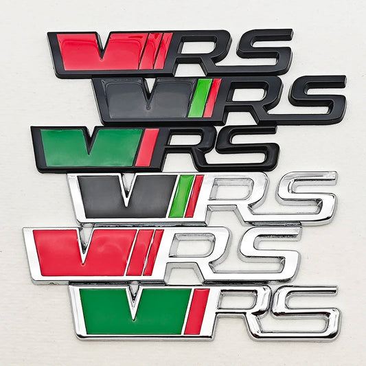 3D Metal Logo VRS Sticker Letters Emblem Car Front Grille Fender Side Trunk Badge For Skoda RS VRS Stickers Accessories