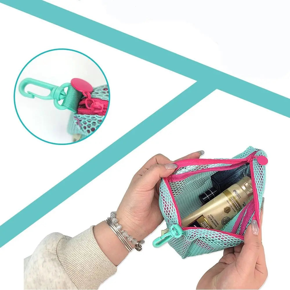 Stylish Lightweight Mesh Cosmetic Bag Portable Square Makeup Storage Bag Zipper Multi-purpose Sundries Organizer Toiletry Pouch