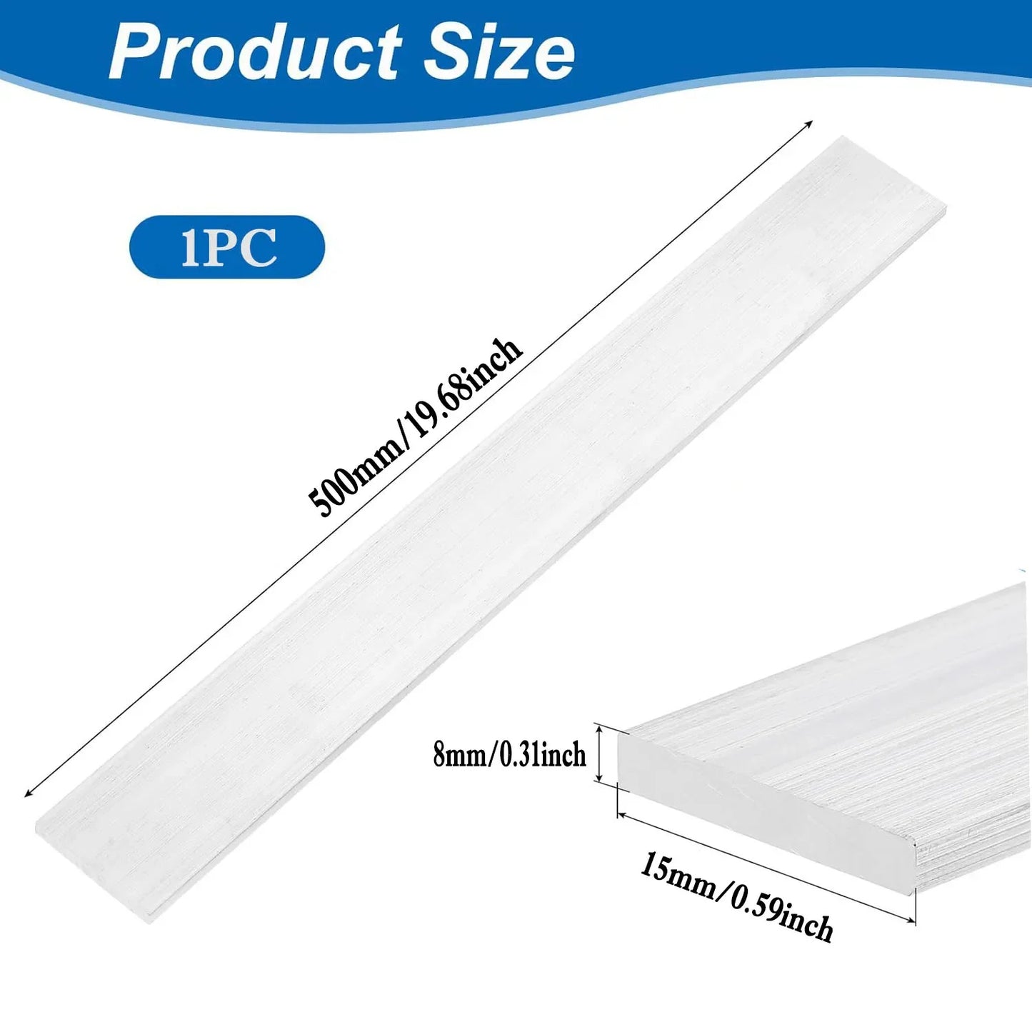 1-5pcs 6061 Aluminum Flat Bar Stock 500mm, High Strength Rectangular Bar for Metalworking, Industrial & Craft Use