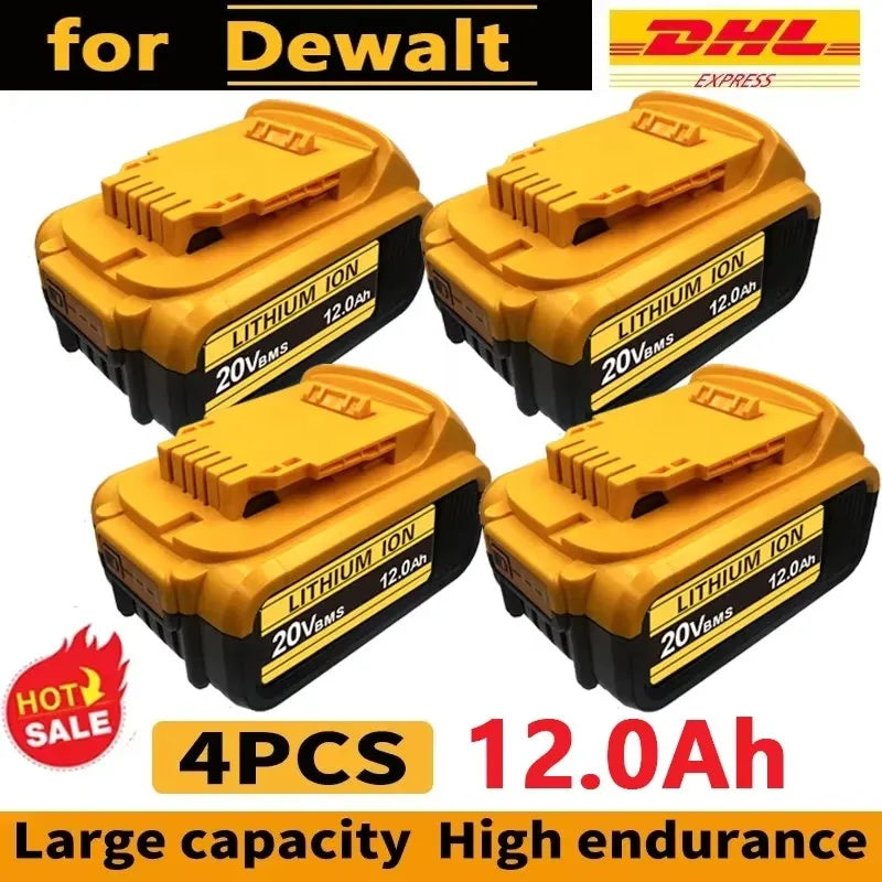 For DeWal Original 20V 12.0Ah MAX Battery Power Tool Replacement For DeWalt DCB184 DCB182 DCB200 20V 6A 18Volt 20v Battery.