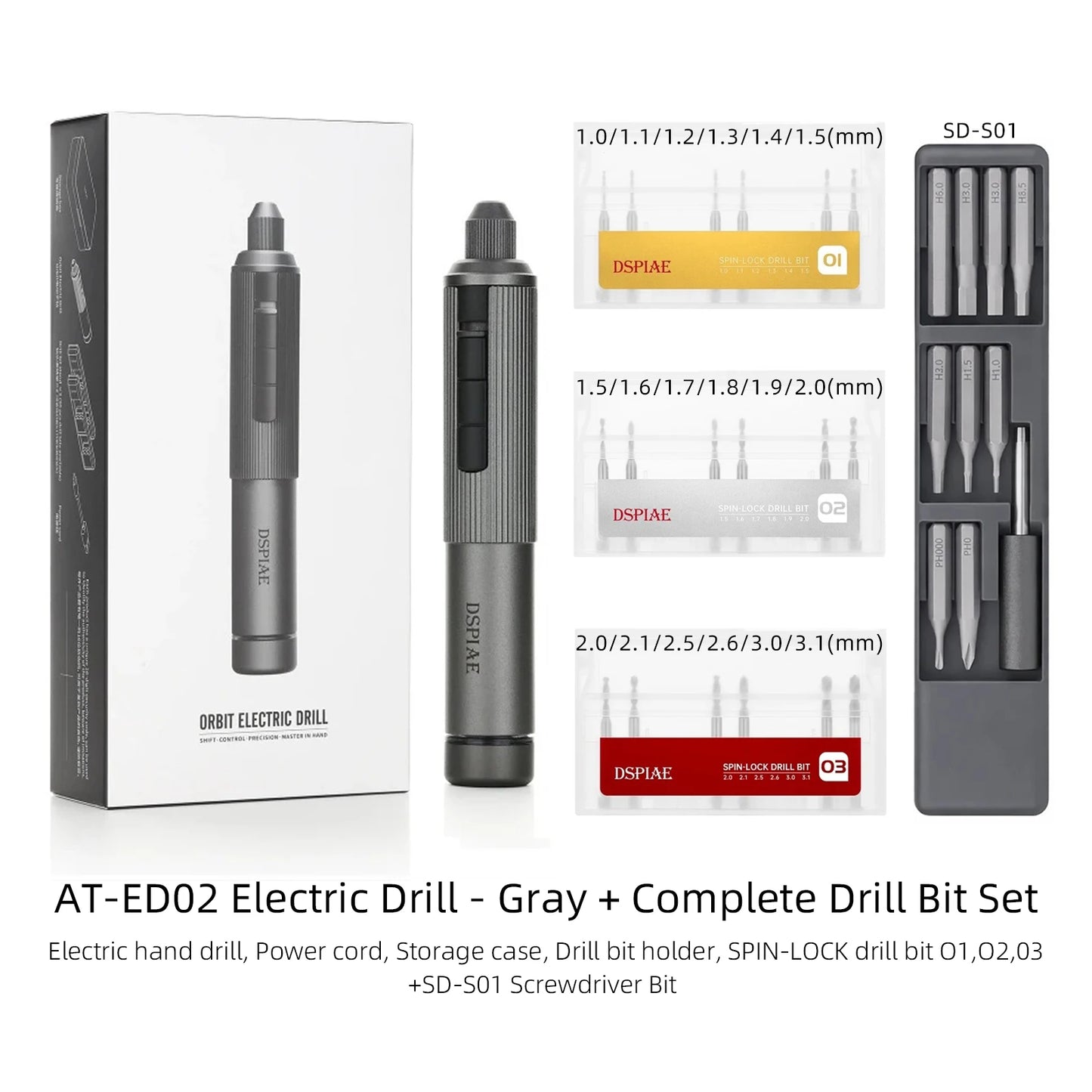 DSPIAE AT-ED01 Orbit Electric Hand Drill Screwdriver for Gunpla Plastic Wooden Soft Metal Drilling Model DIY Assembly Hobby Tool