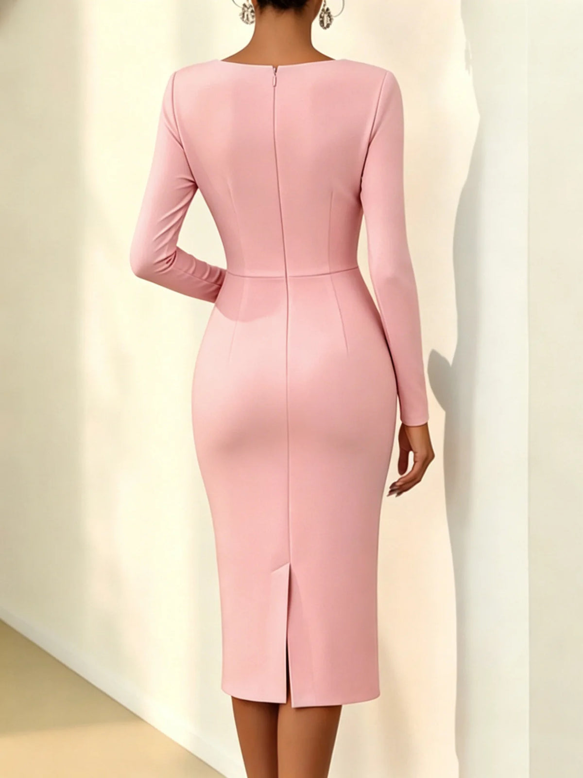 Women's 3D Flower Ruched Bodycon Midi Dress - Party Evening Dress - photo 2