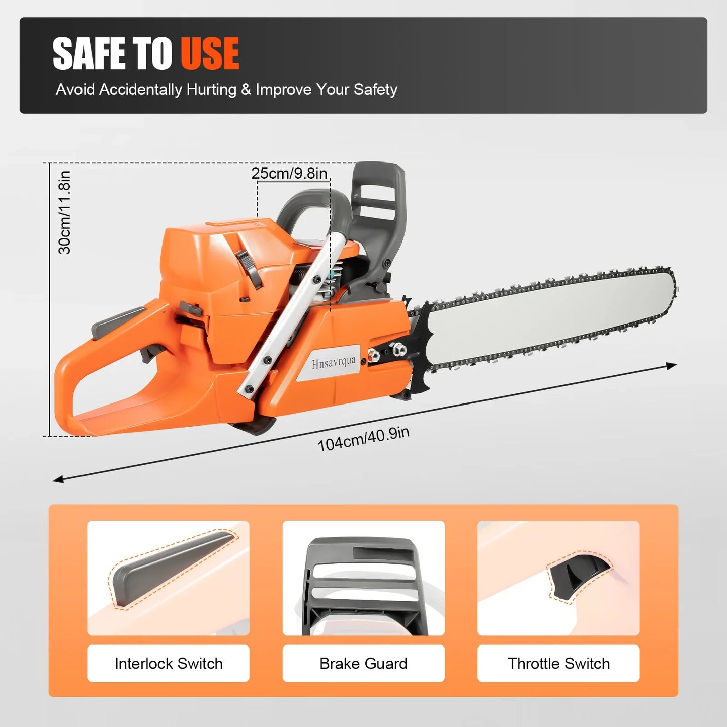 72cc 24" Gas Chainsaw — 2-Stroke Petrol Chainsaw for Tree & Wood Cutting