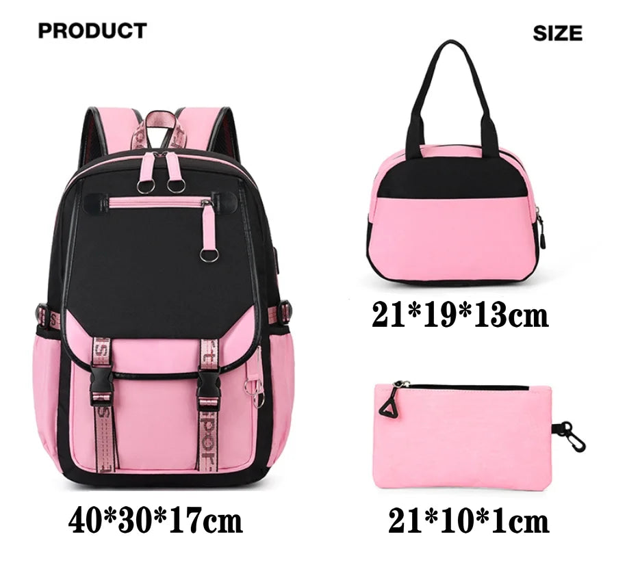 Mochilas Set KPop Demon Hunters Capacity Student SchoolBag For Teenager With Lunch Bags Backpack For Women Boys Girls Daily Use