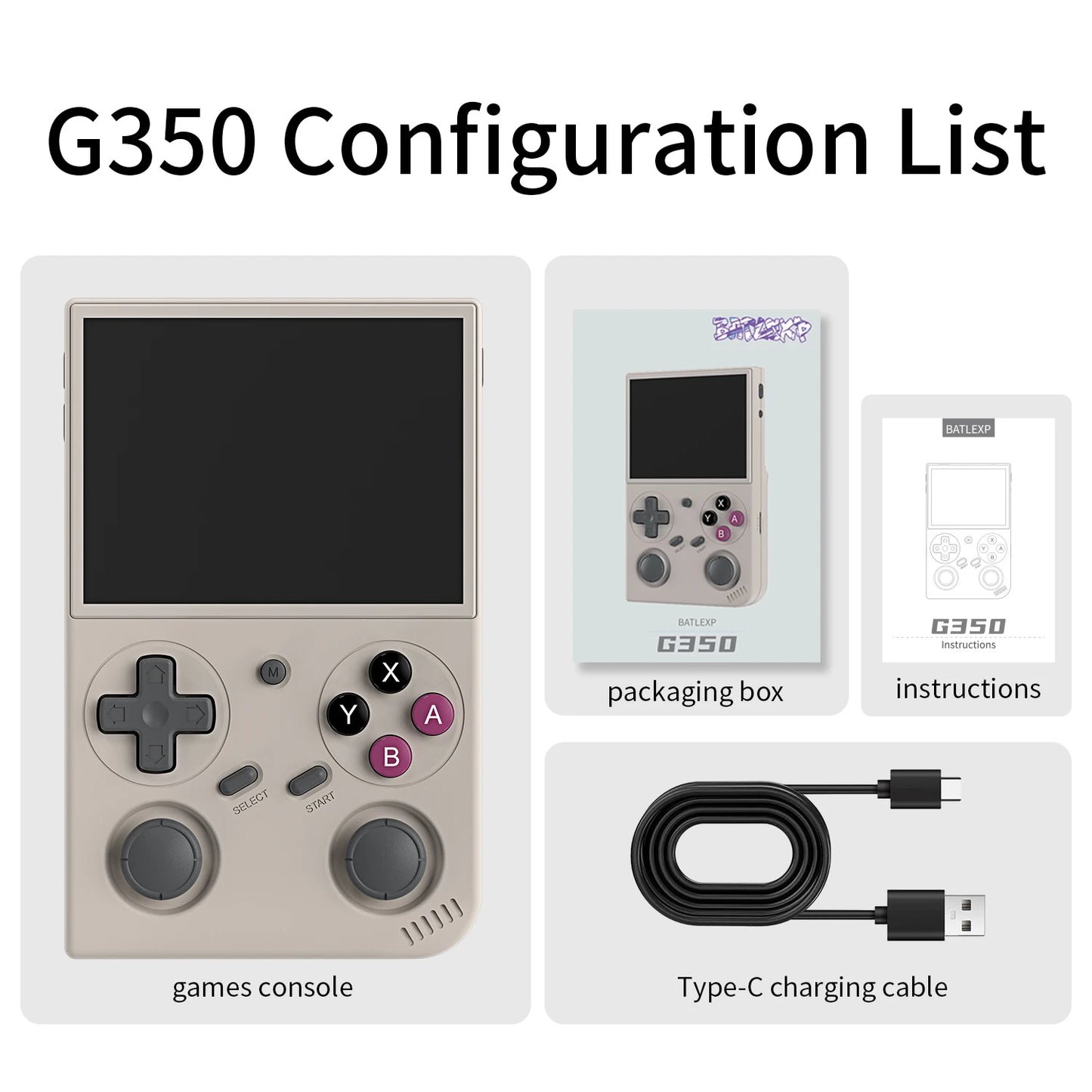 BATLEXP G350 Handheld Game Console – 3.5" IPS, 5,000+ Games, Linux, Dual Joystick & Vibration Motor
