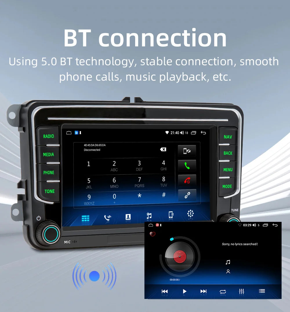 BQCC 7'' Android 13 Octa Core Car Player For Volkswagen VW CC Passat B7 Polo Golf 5 6 Jetta uy5 uy6 Carplay Mirrorlink WIFI GPS