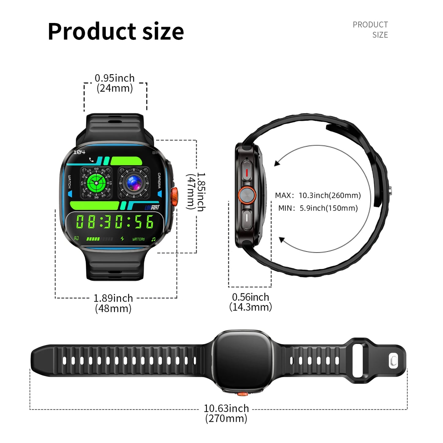 LOKMAT New APPLLP 6 MAX Android Smart Watch Phone Amoled Touch Screen Rotating Camera AI Translation Function Chatgpt