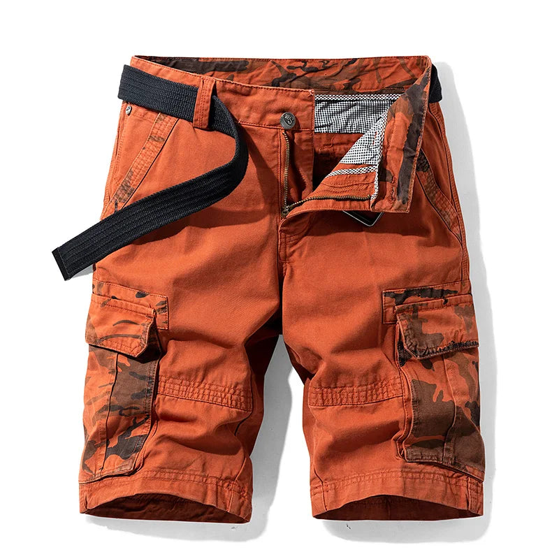 Men's Cargo Camouflage Shorts — Cotton Multi-Pocket Casual Beach Shorts
