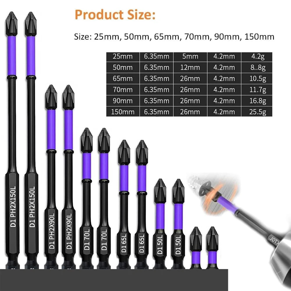 PH2 Impact Driver Bit Set 5-60PCS – Magnetic Cross Screwdriver Alloy Steel Non-Slip Drill Bits