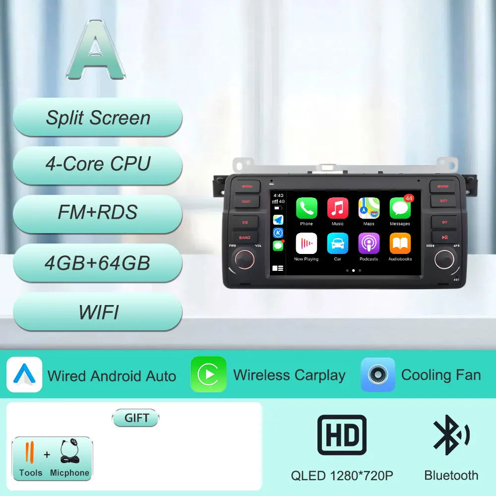 7"Android 16 Car Radio for BMW E46 3 Series 318 320 325 330 335 M3 1998-2005 GPS Navi WiFi Bluetooth FM Touch Screen Car Stereo