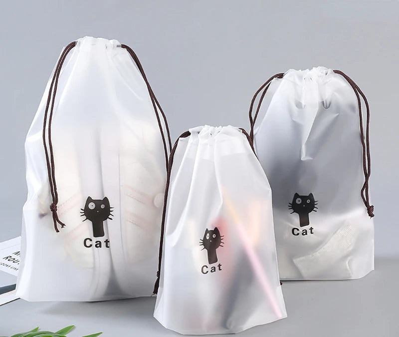 PE Dinosaur Bundle Pocket Plastic Drawstring Bag Frosted Shoes Travel Storage Bag Transparent Clothes Socks Shoes Plastic Bag