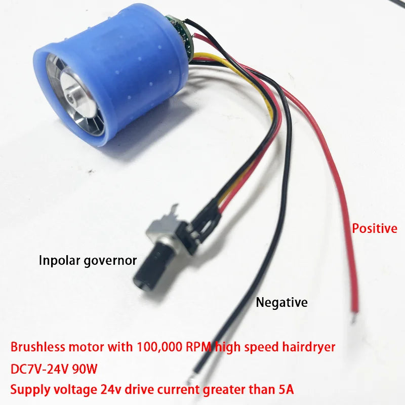 DC 9V 12V 24V 100000RPM Ultra-high Speed BLDC 3-Phase Brushless Motor Equipped w/ driver CNC Aluminum Alloy Impeller Ducted Fan