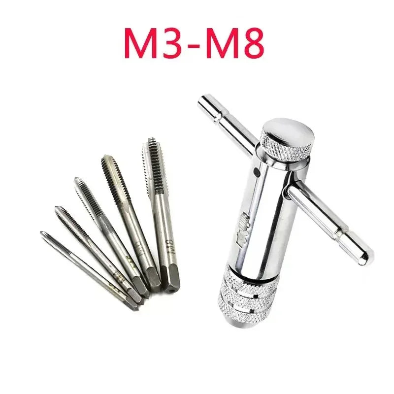 LIYU Adjustable T Handle Ratchet Tap Reamer Hand Manual Wrench M3 M4 M5 M6 M8 Metric Machine Screw Thread Plug Tool