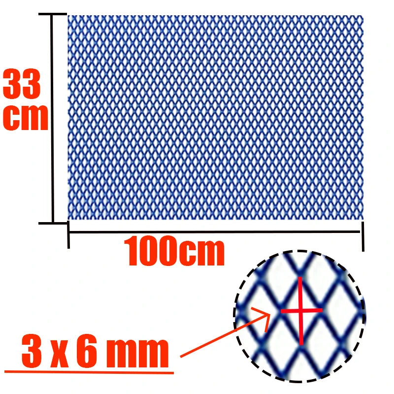 100x33cm Diamond Hole Aluminium Racing Car Bumper Grille Grill Mesh Net Vent Red Blue Tuning Universal Protector Home Garden