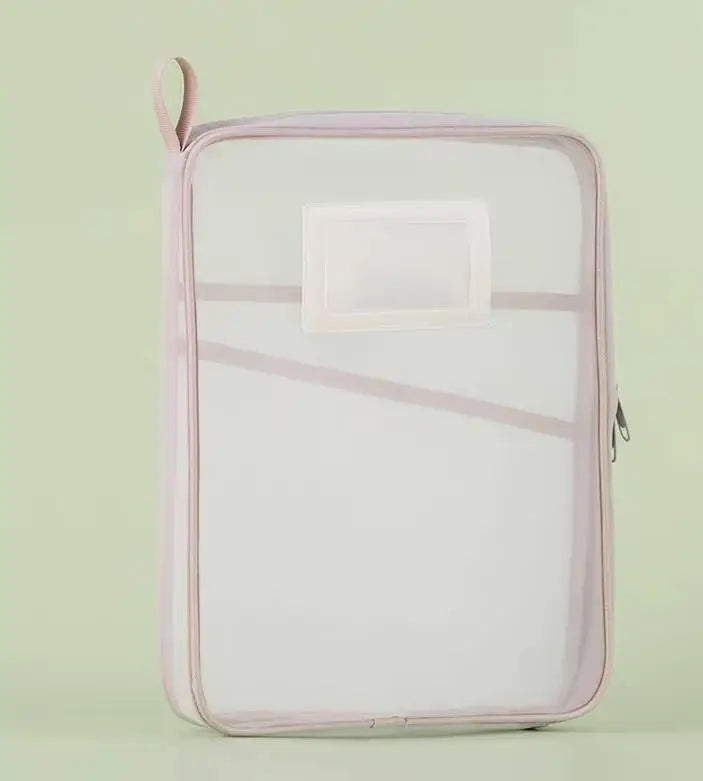 A4 Stationery Storage Bag Double-layer Mesh Zipper Bag Large Capacity Organizer Folders School Office Supplies Stationary Bag