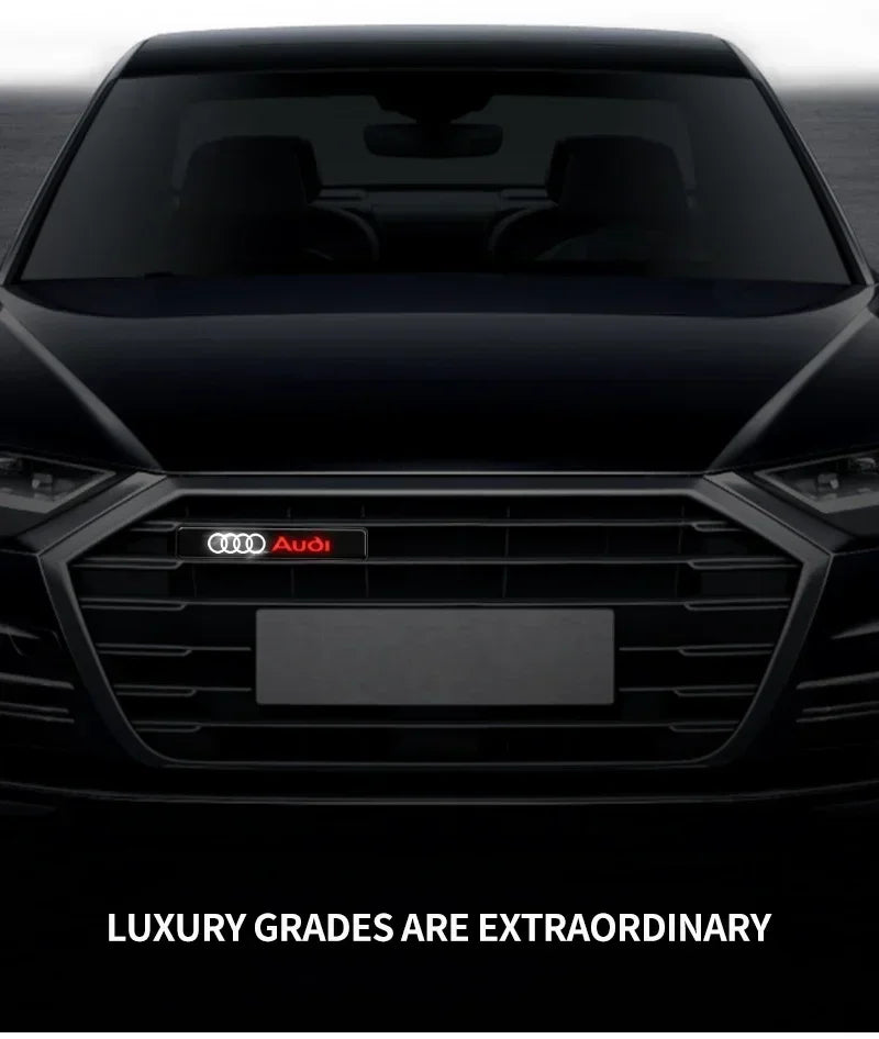Front Grille Decoration Badge Car Head Grill Emblem LED Light Audi Sline A6 Q3 A3 B5 B6 B7 B8 B9 Q7 8P 8V 8L A5 A4 C6 Car sticke