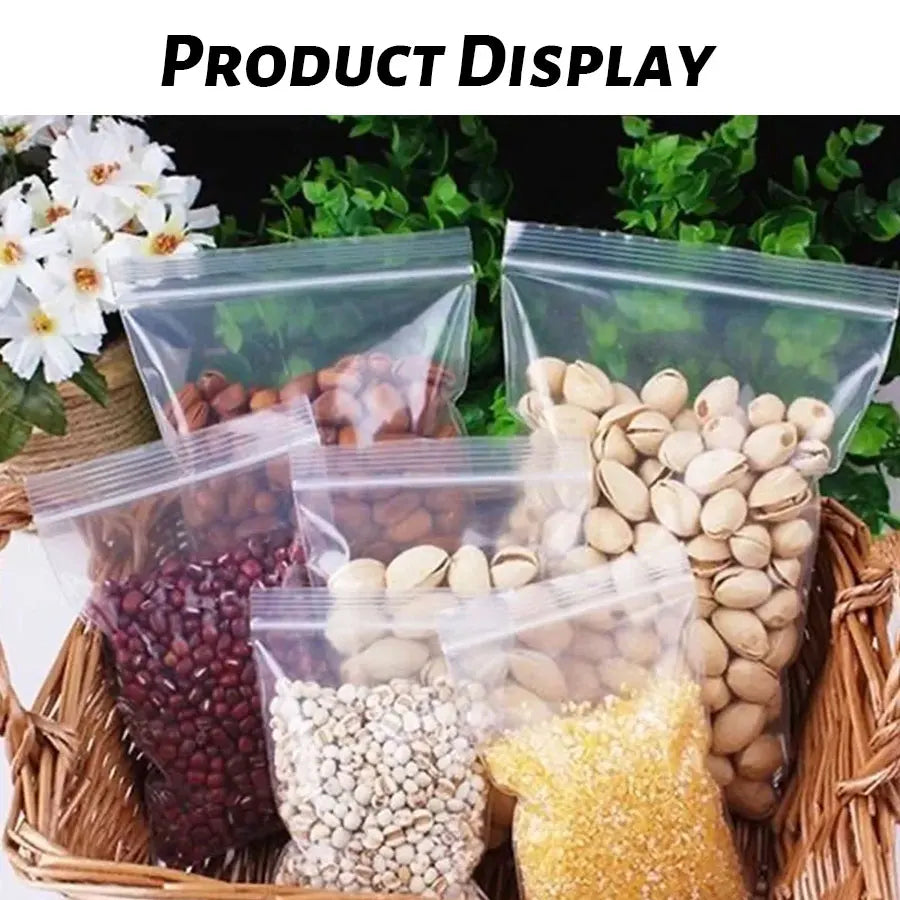 Reusable Clear Plastic Zipper Bags - Resealable Storage for Gifts Snacks Jewelry Small Items