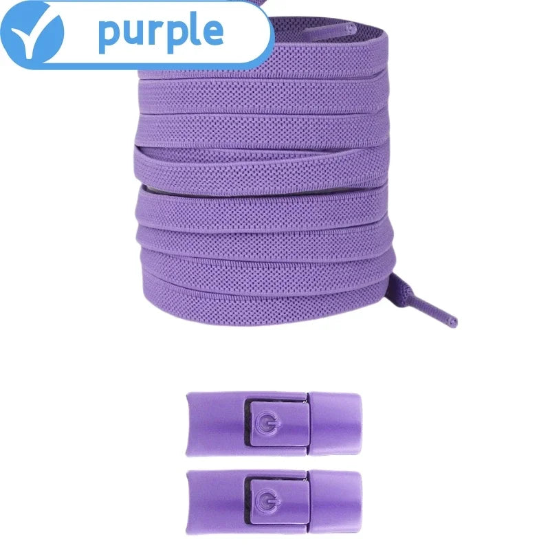 No-Tie Elastic Shoelaces with Press Lock – 8mm Flat Sneaker Laces for Kids & Adults | One Size Fits All Shoes